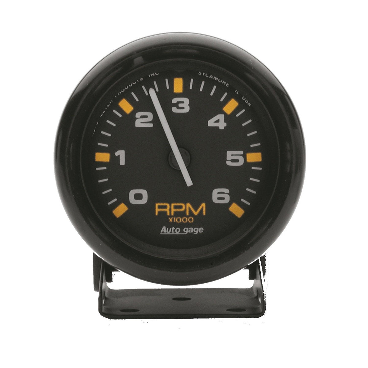 AUTO METER mini tachometer front view showing clear dial and quick RPM reference