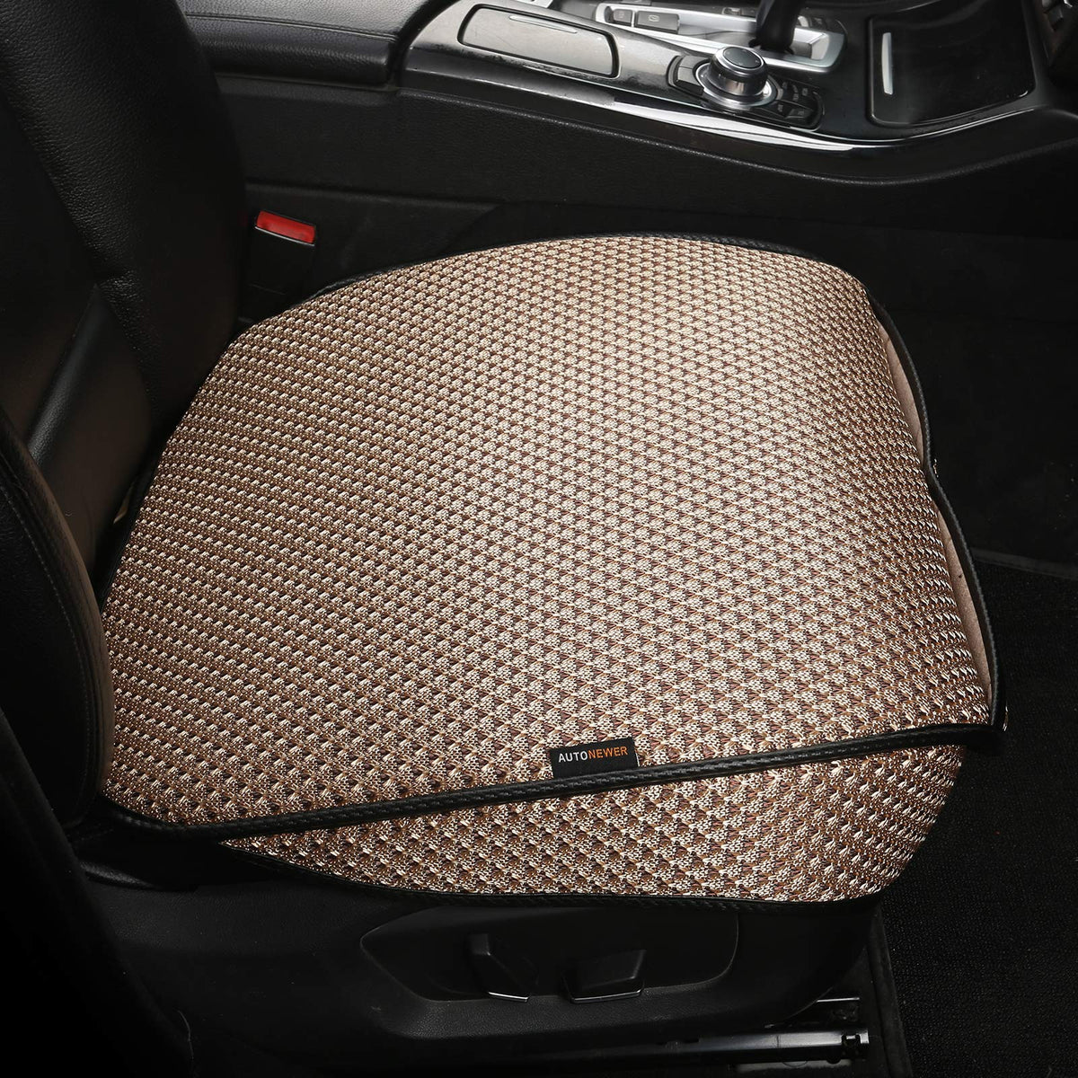 Auto Newer front seat cover packaging showing contents and color benefit protection