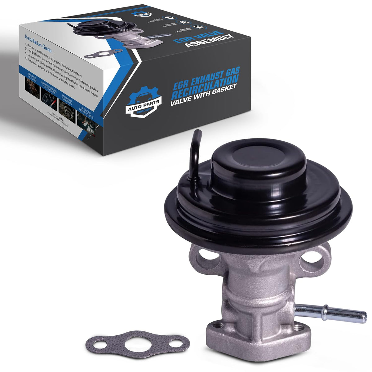 Auto Parts Prodigy front view of EGR valve showing correct fit benefit