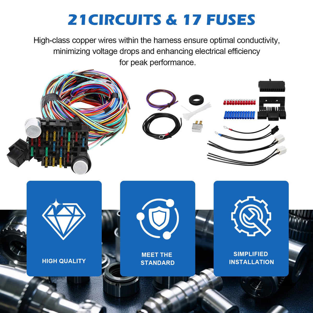Auto Parts Prodigy full harness laid out to show included circuits