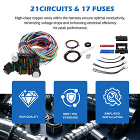 Auto Parts Prodigy full harness laid out to show included circuits