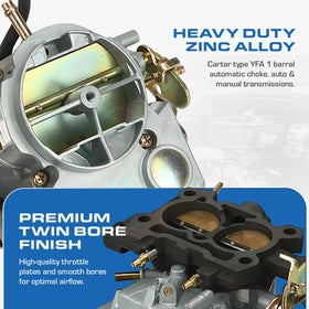Auto Parts Prodigy top view of fuel bowls and jets illustrating pre-calibrated tuning benefits