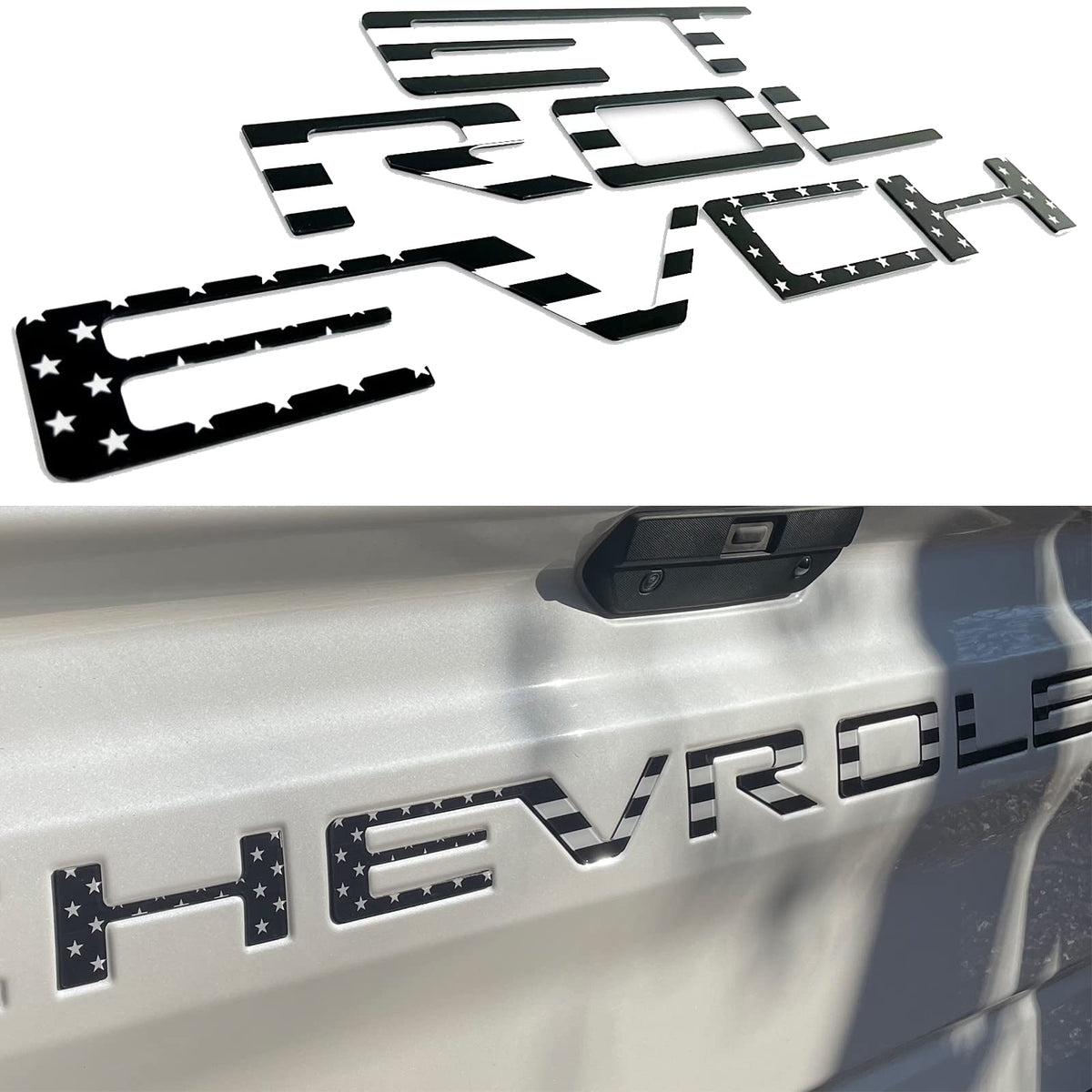 Auto Safety front view of black 3D letters showing clean fit and durable look
