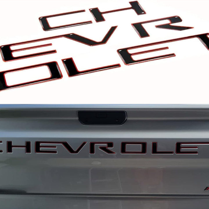 Auto safety gloss black tailgate letters front view shows sleek look and durable adhesion