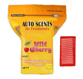 Auto Scents front packaging showing 60 pads and bold wild cherry scent benefit