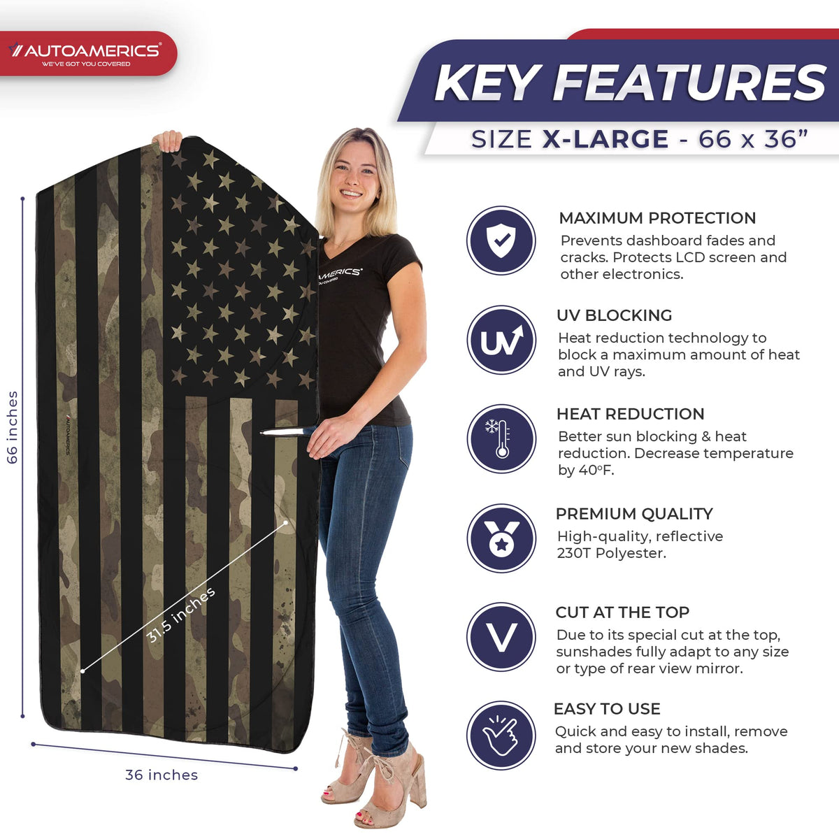 AUTOAMERICS close fabric texture highlighting reflective material and heat reduction