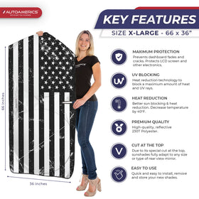 Autoamerics close-up of reflective 230T fabric texture showing heat-reflecting benefit