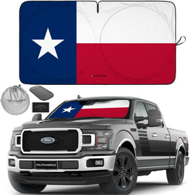 AUTOAMERICS front view showing USA Texas flag design and full coverage