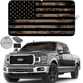 Autoamerics front view of windshield shade showing full coverage and cooler cabin benefit