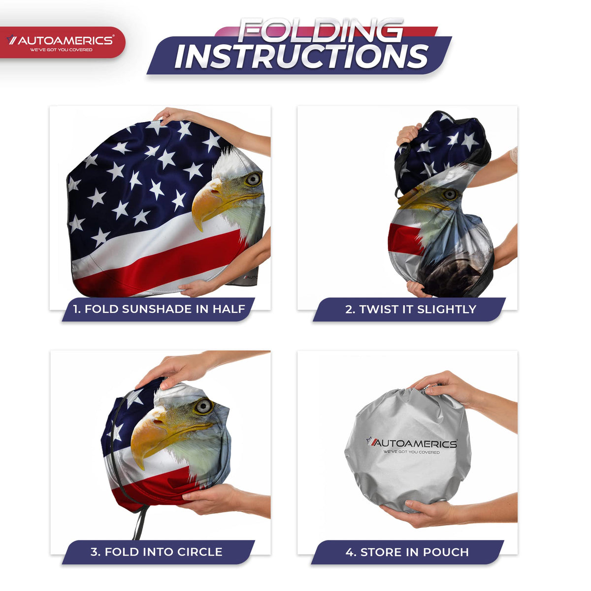 AUTOAMERICS packaging with included dash pad and travel pouch for convenience