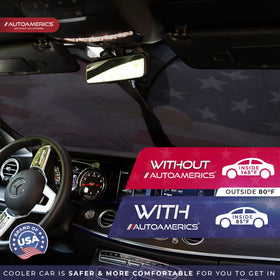 AUTOAMERICS next to measuring tape illustrating the X-Large 66x36 inch size