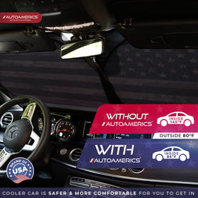Autoamerics size comparison with steering wheel showing XL fit for large vehicles