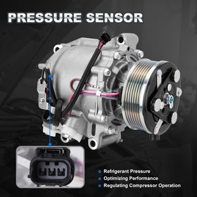 AUTOBABA compressor next to ruler showing mounting points and accurate OEM dimensions