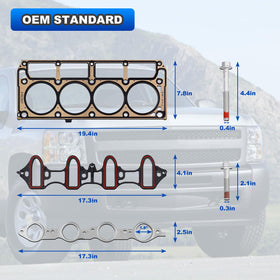 AUTOBABA gasket kit installed on a 5.3L engine illustrating correct in‑vehicle fit