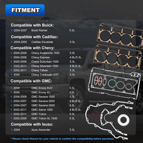 AUTOBABA gasket kit staged beside truck engine to show application and installation readiness