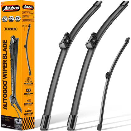 AUTOBOO front-packaged wiper set showing OEM-style fit benefits