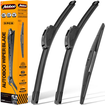 AUTOBOO front packaging showing full 3-blade set and clear fit benefits