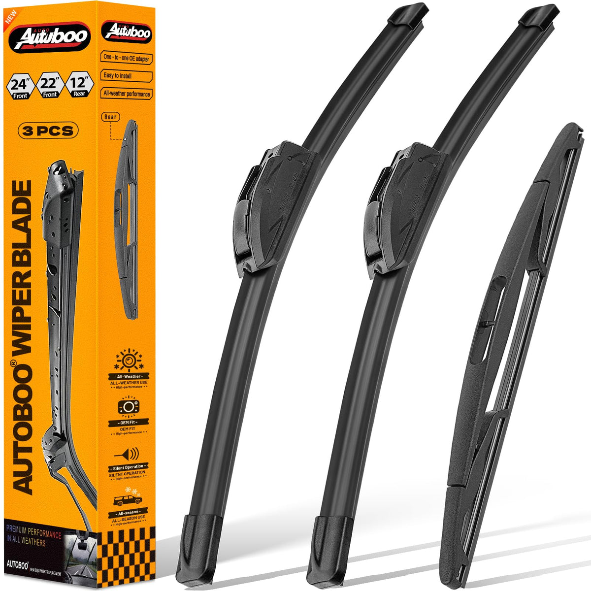 AUTOBOO front packaging showing complete 3-blade Ford Flex kit and fitment