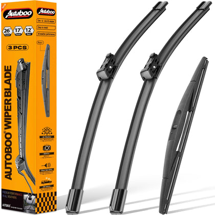 AUTOBOO front packaging showing HR‑V 2023–2025 three-blade kit and benefit of complete replacement