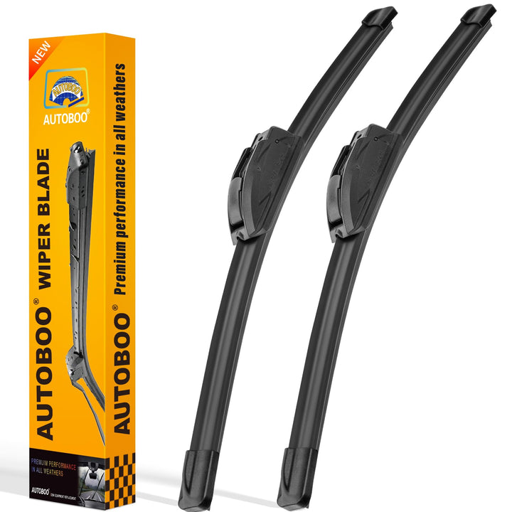 AUTOBOO front packaging showing both 26 and 24 inch blades and fit info