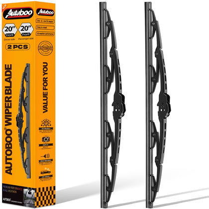 AUTOBOO front packaging showing 20" blade pair and branding benefit