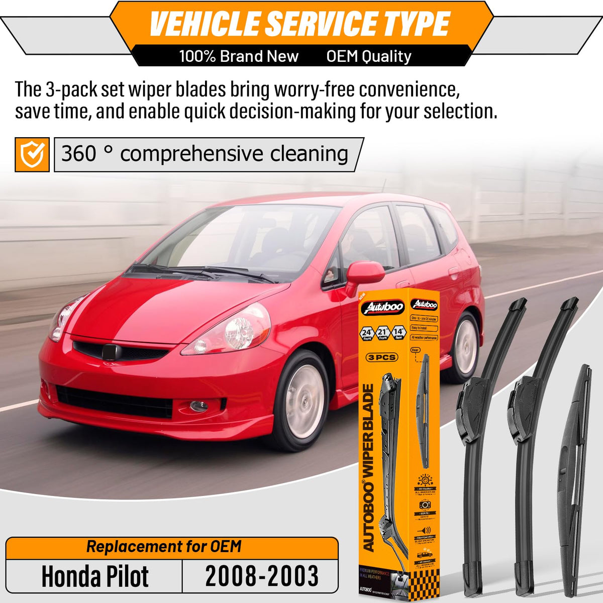 AUTOBOO front right blade rubber edge close-up for streak-free visibility