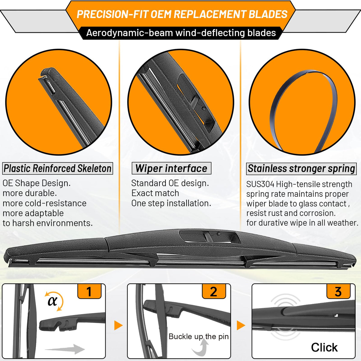 AUTOBOO installed passenger side 17-inch blade delivering quieter wiping