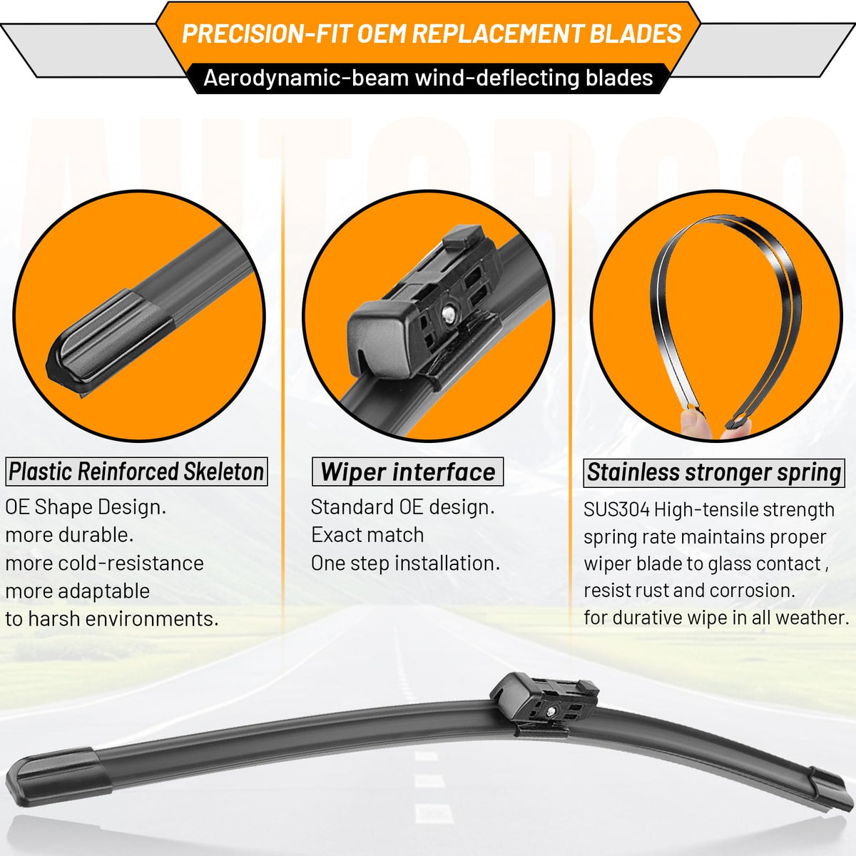 AUTOBOO passenger-side front blade installed reducing wind noise