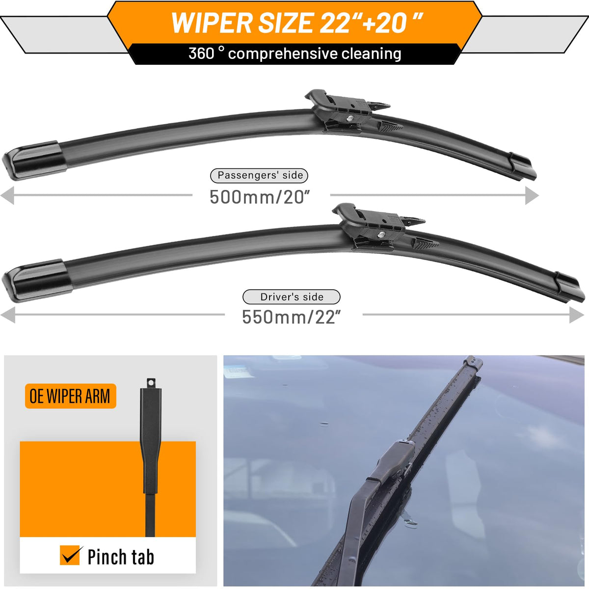 AUTOBOO blade mounted on windshield clearing rain for improved visibility