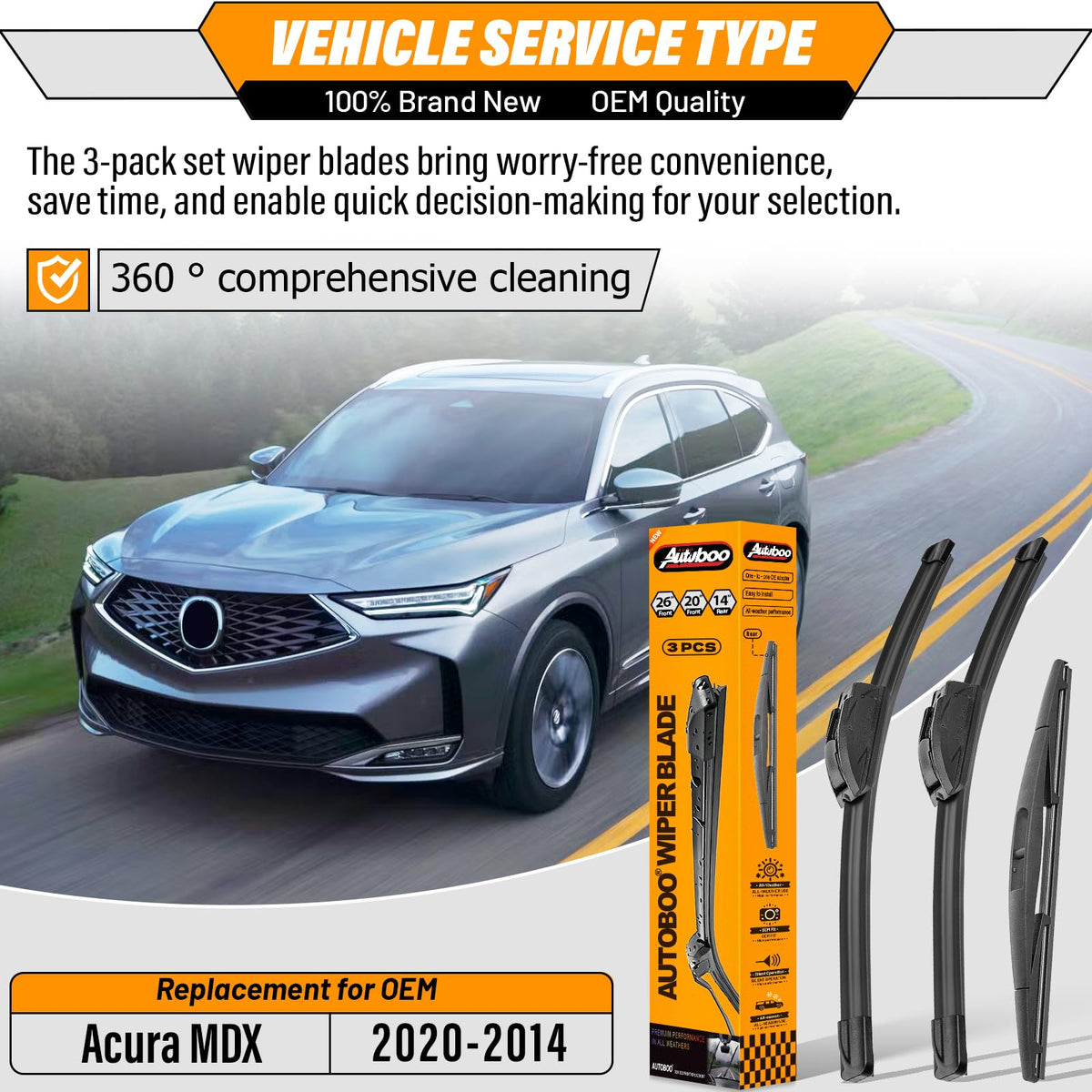 AUTOBOO rear blade pack flatlay illustrating replacement convenience