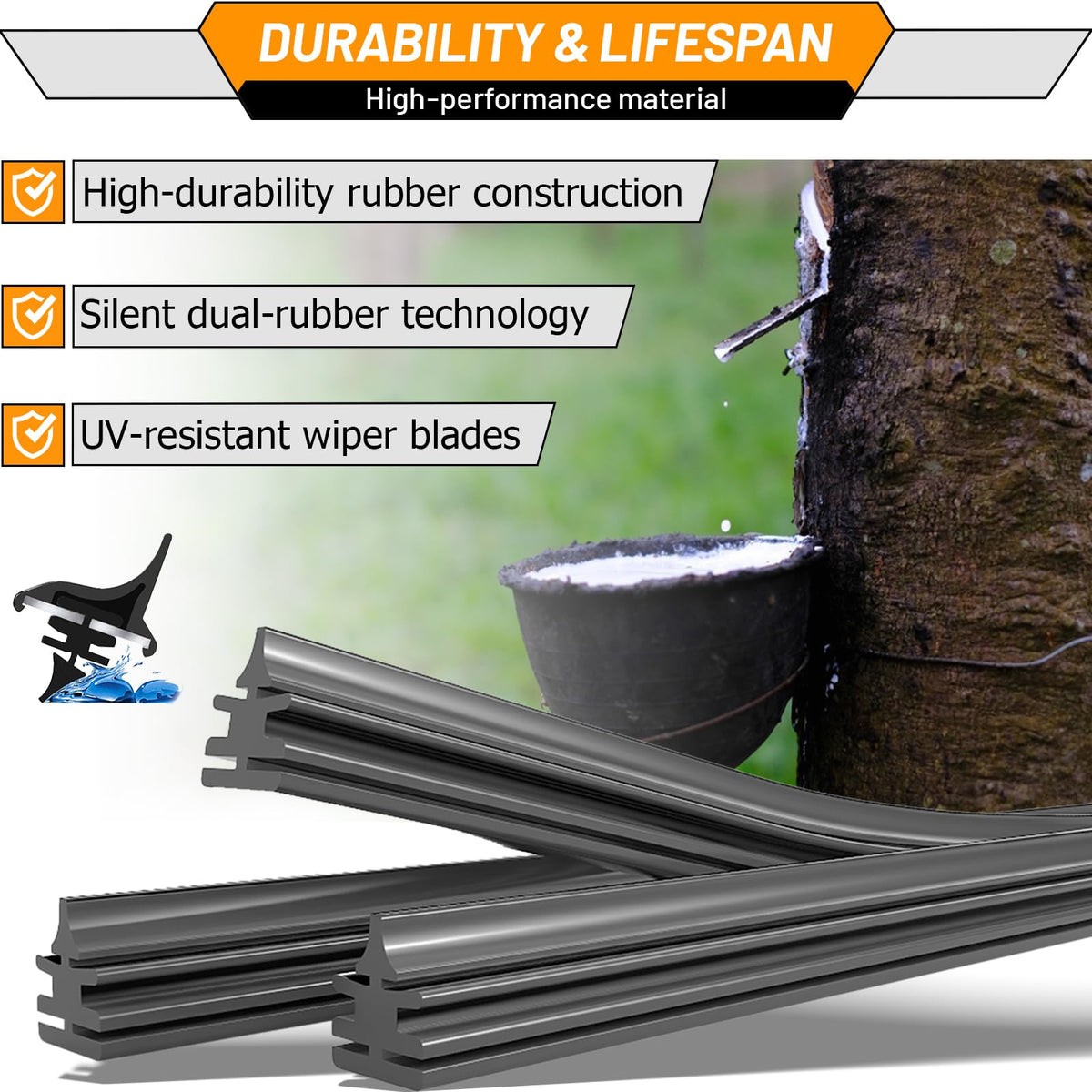 AUTOBOO blades laid out with measurements 26, 22, 13 inches for correct sizing