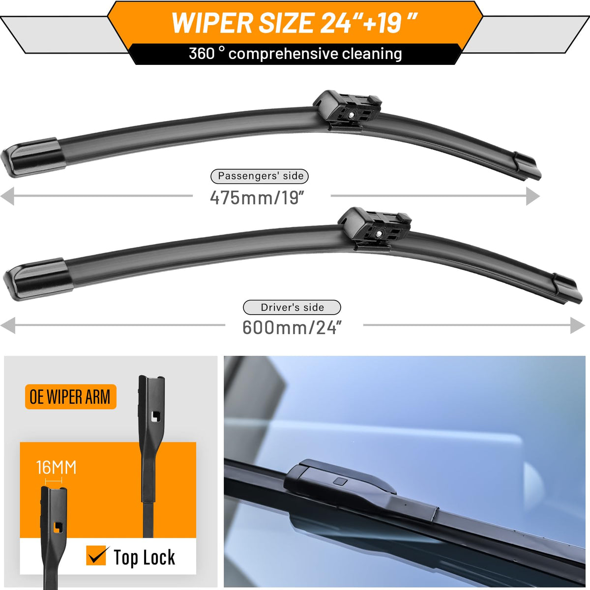 AUTOBOO top-lock adapter detail showing quick-install benefit for Honda arms
