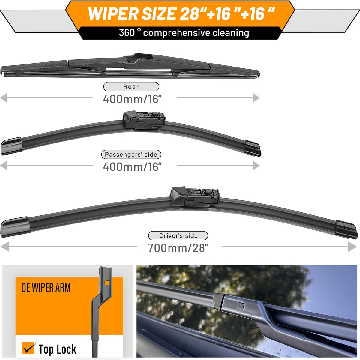 AUTOBOO 16-inch passenger blade side view showing OEM fit and durability