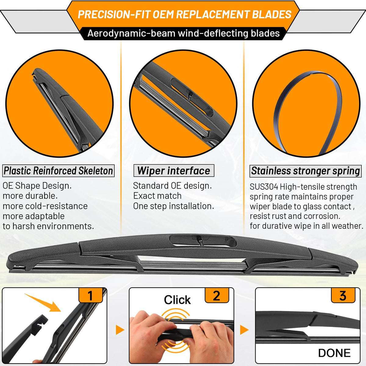 AUTOBOO flexible wiper blade bend demonstrating winter resilience