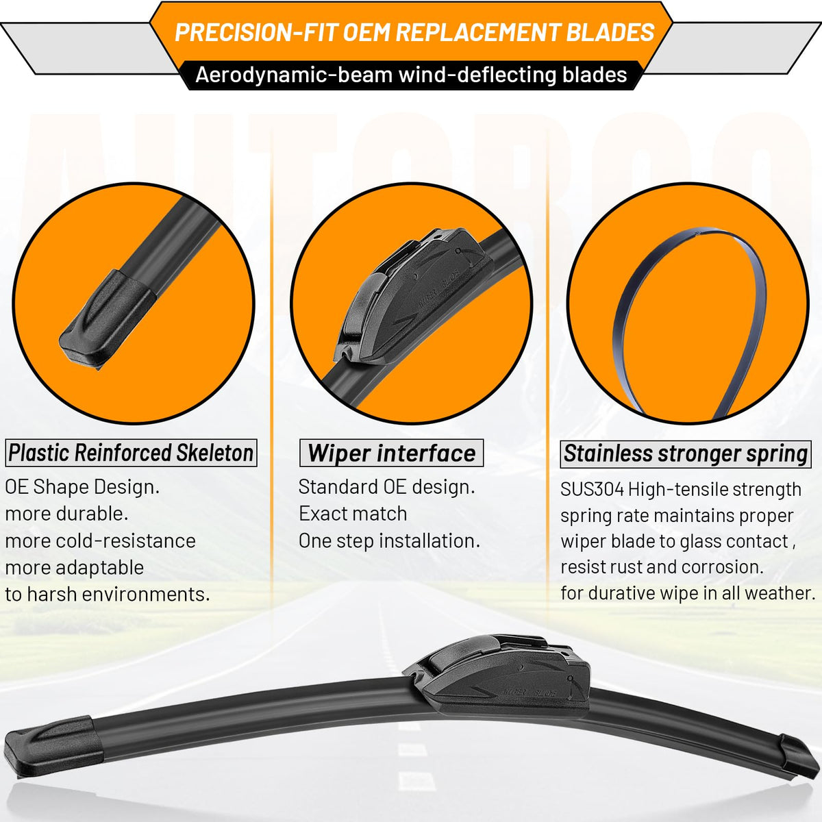 AUTOBOO wiper blades clearing heavy rain to improve driver sightlines