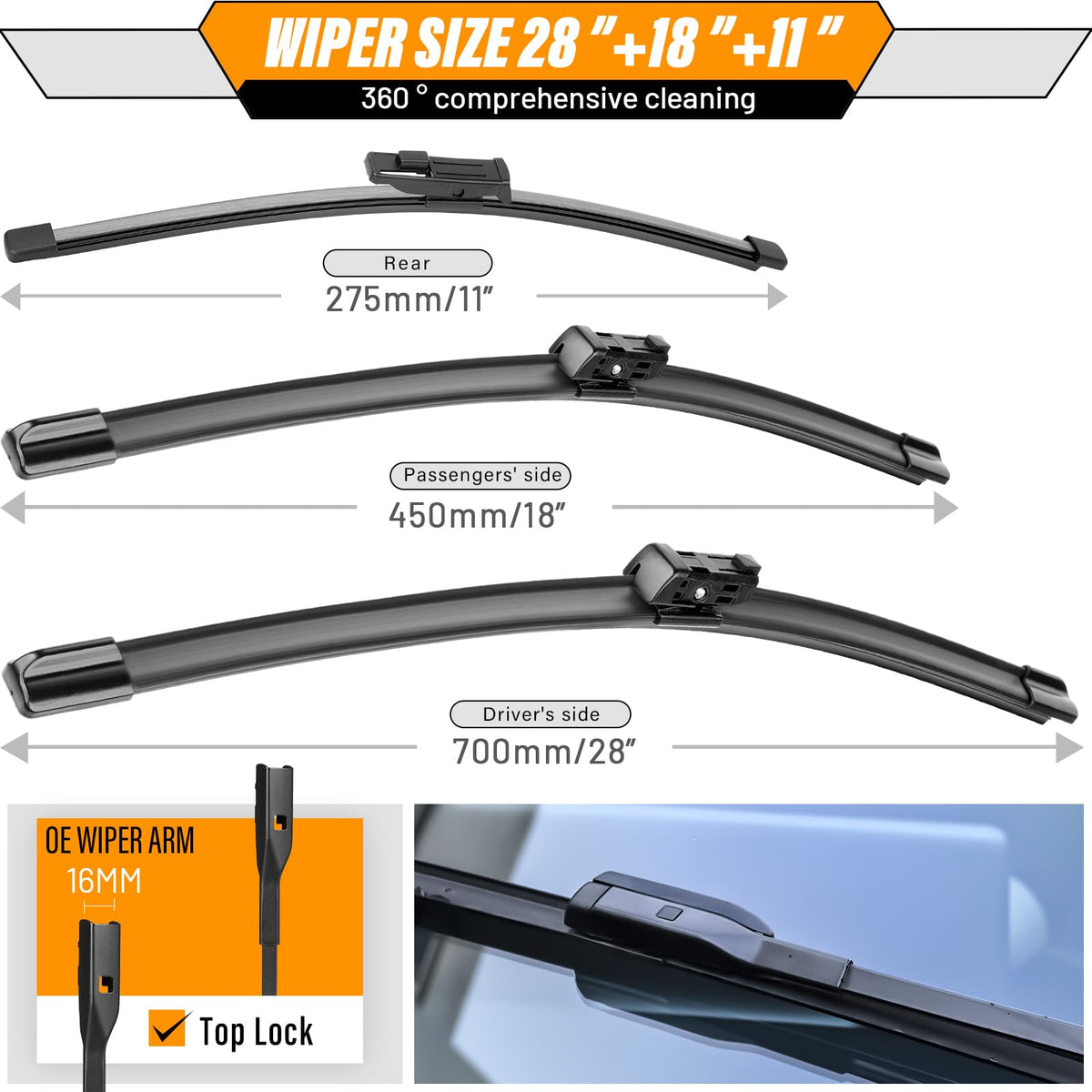 AUTOBOO hand installing blade on wiper arm for quick tool-free replacement