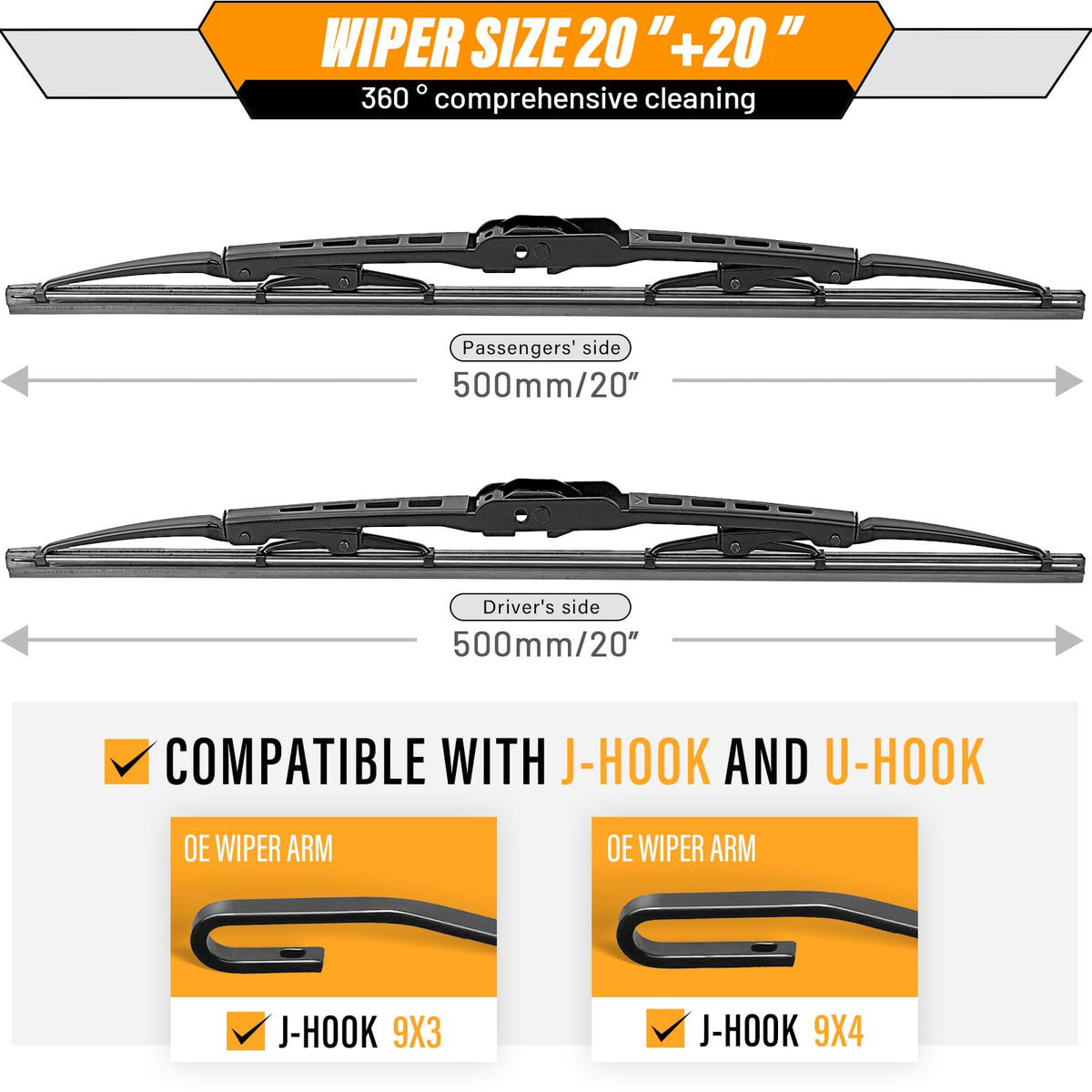 AUTOBOO rubber wiping edge detail for streak-free visibility
