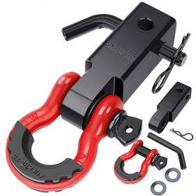 AUTOBOTS front view of shackle hitch receiver showing durable finish and fit benefit