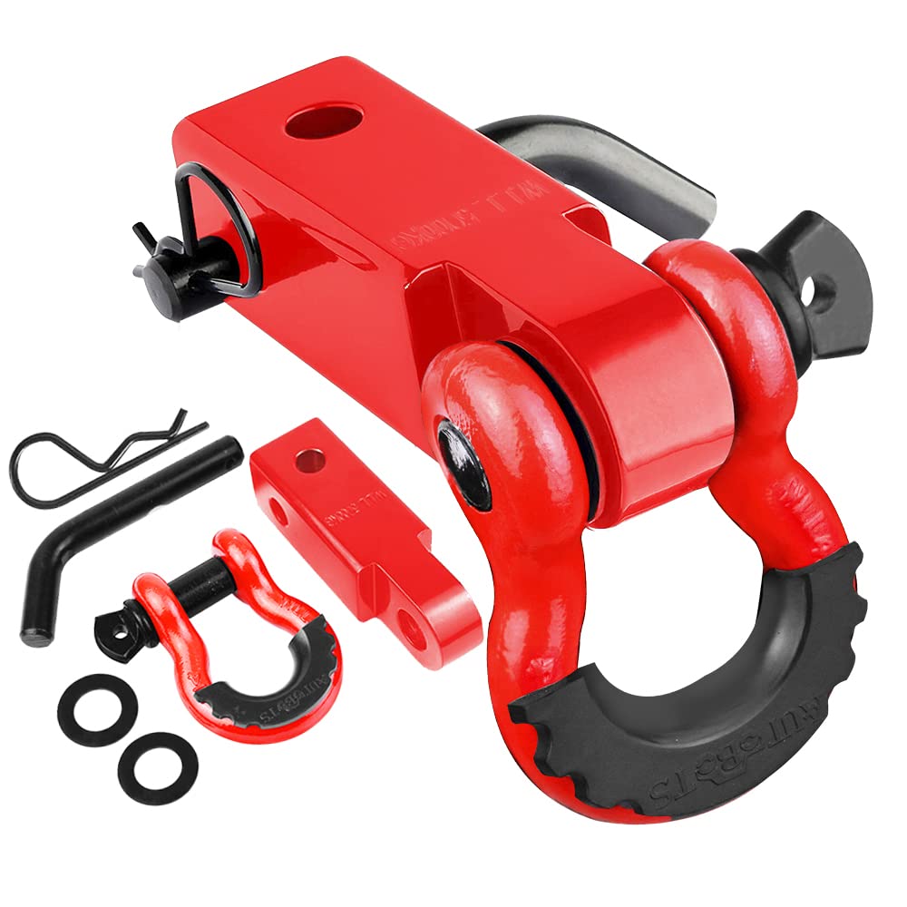 AUTOBOTS front view of red 2-inch hitch receiver showing solid build and fit