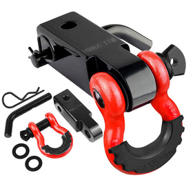 AUTOBOTS front view of red hitch receiver showing solid construction and fit