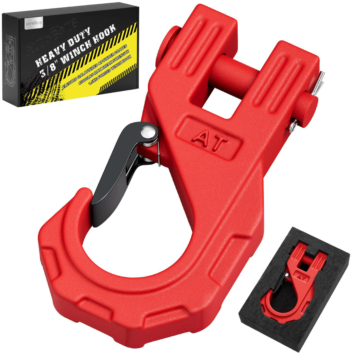 AUTOBOTS front view winch hook showing robust profile and quick hookup benefit