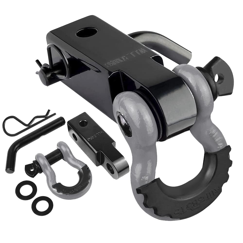 AUTOBOTS front view of gray 2 inch hitch receiver showing shape and fit benefits