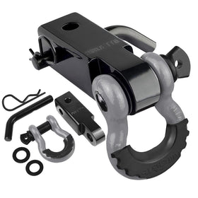 AUTOBOTS front view of gray 2 inch hitch receiver showing shape and fit benefits