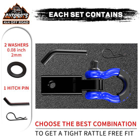 AUTOBOTS close-up of 3/4" D-ring shackle showing heavy-duty steel and secure pin benefit