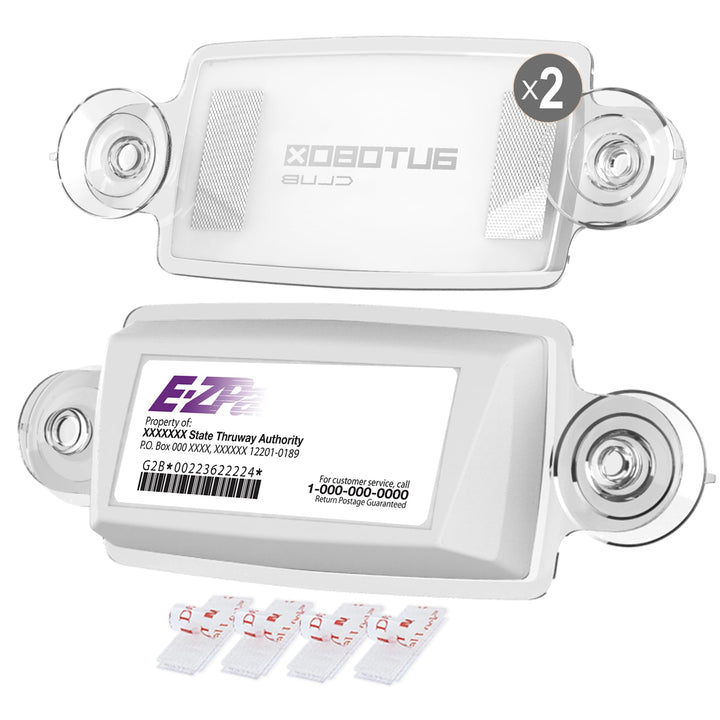 AUTOBOXCLUB front packaging showing two EZ Pass holders and benefits