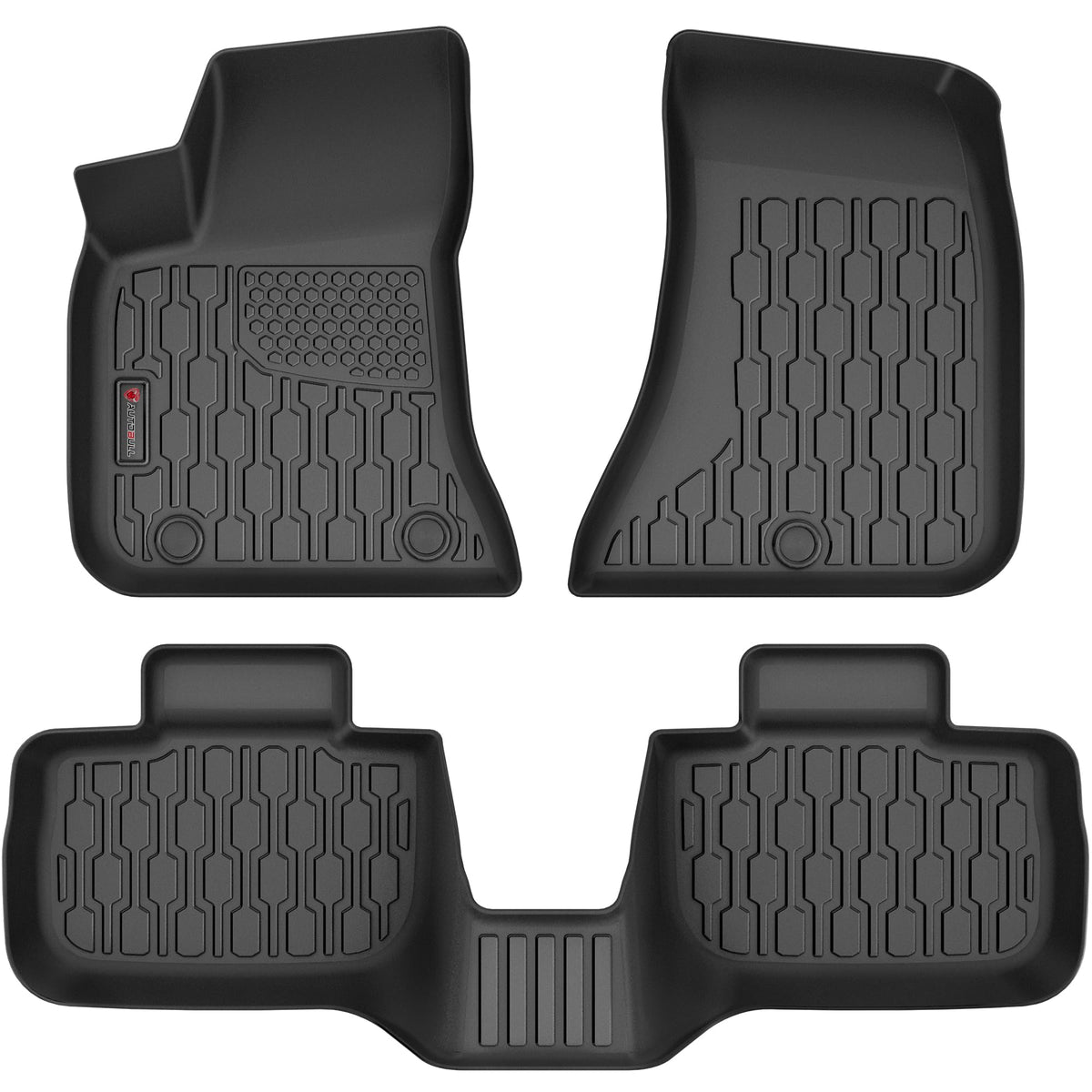 AUTOBULL front row installed showing precise fit and carpet protection
