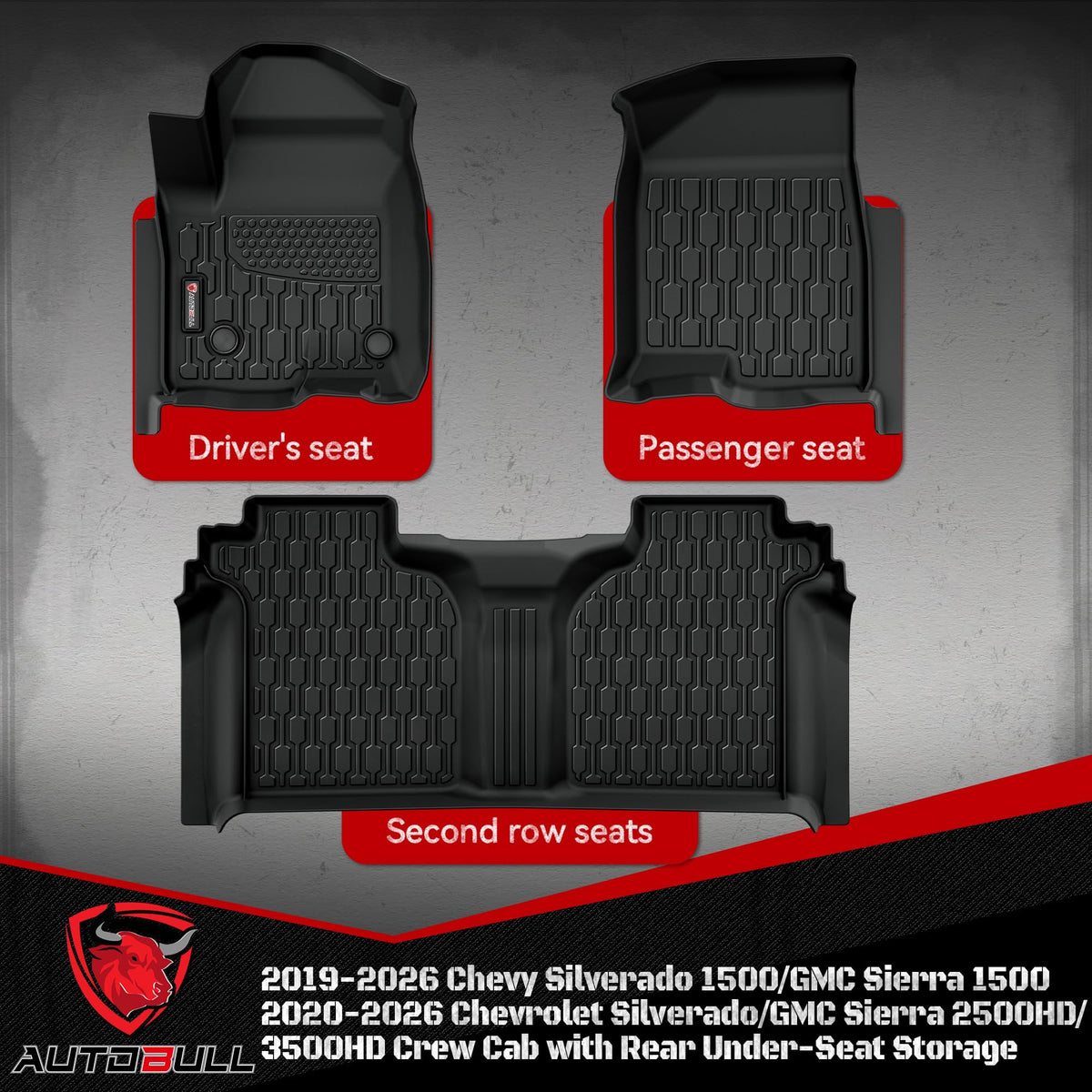 AutoBull rear liners covering under-seat storage and protecting cargo