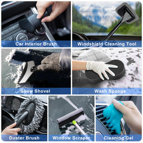 AUTODECO collapsible bucket with squeegee for portable wash convenience