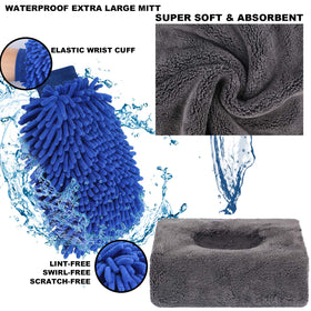 AUTODECO collapsible bucket open and holding water for easy washing