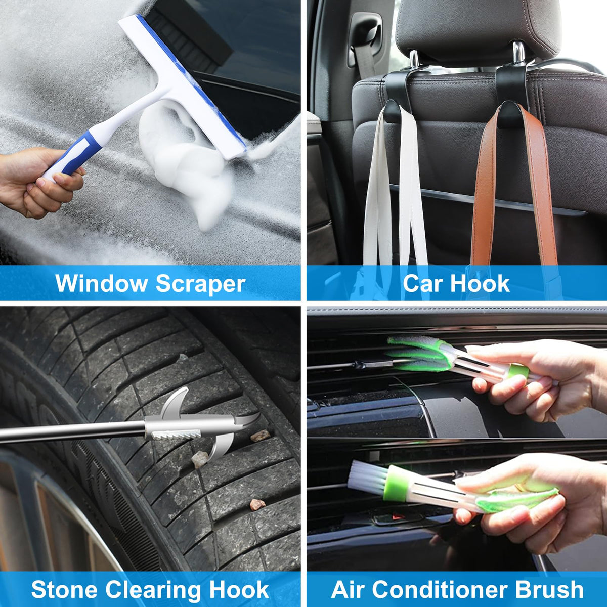 AUTODECO detailing brushes cleaning vents and seams without surface damage